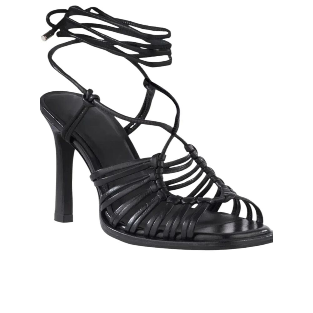 Seychelles Te Amo Black Leather Ankle Wrap Sandals Size 6.5 NWOB